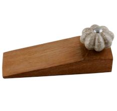 2 Pieces Cream Crackle Ceramic Melon Wooden Door Stopper
